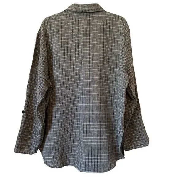 Vintage Flax by Joanne Engelhart Linen Windowpane Plaid Convertible Slv Top Sz S - Picture 6 of 13